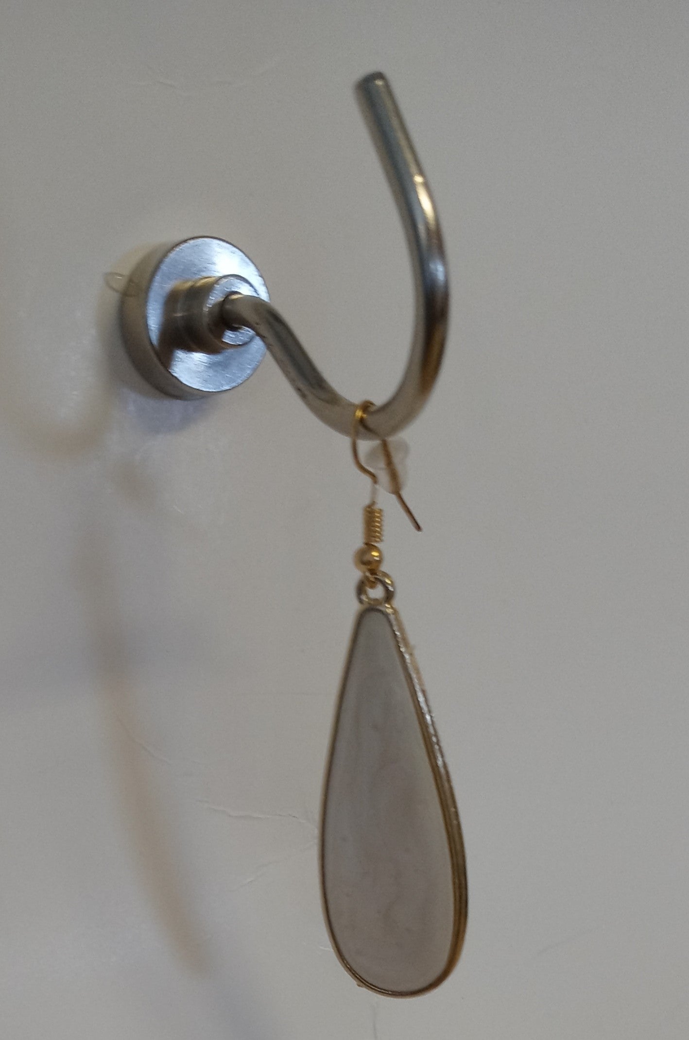 Cream And Gold Teardrop Earrings
