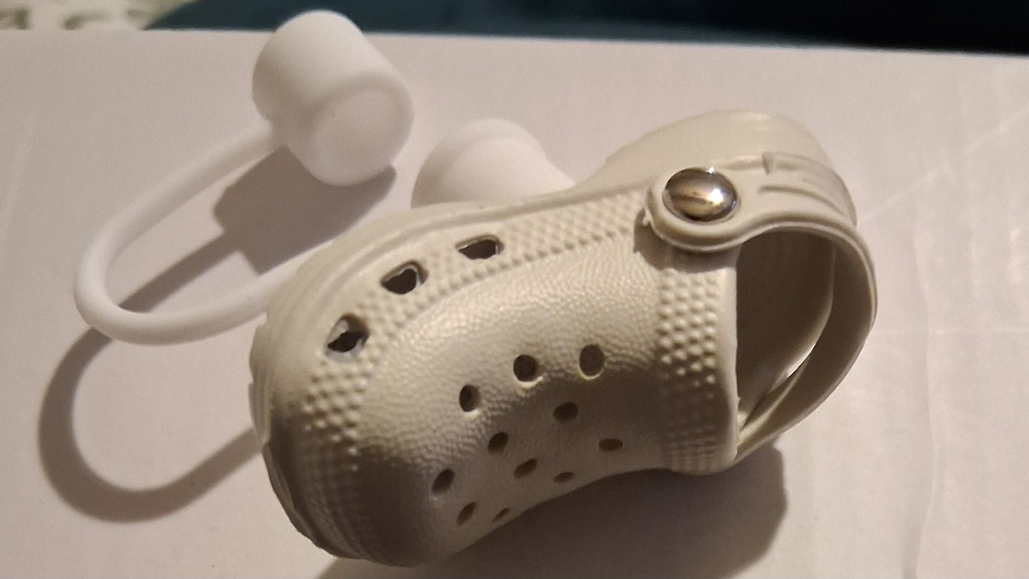 Cream Straw Covers Crocs