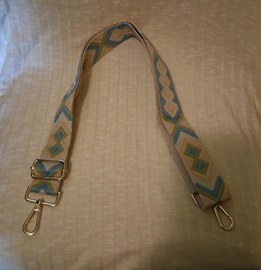 Adustable Purse Strap Cream In LIght Blue