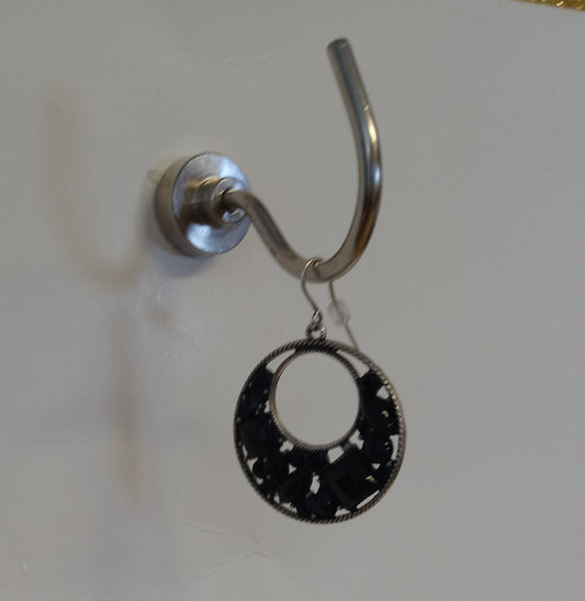 Black Round Earrings