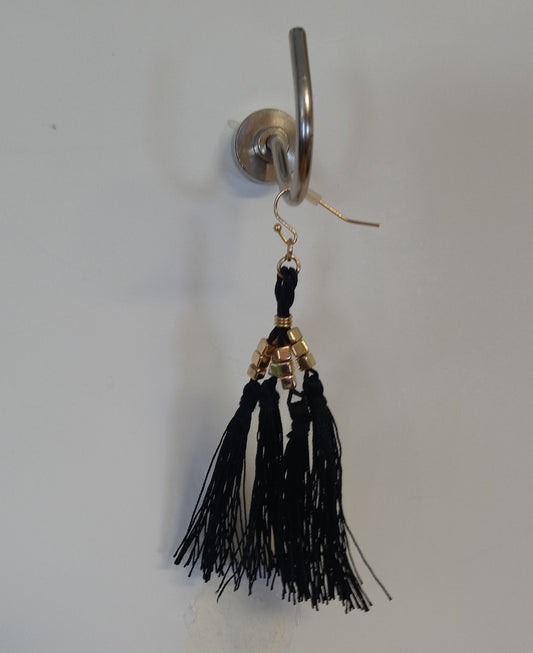 Black & Gold Tassel Earrings