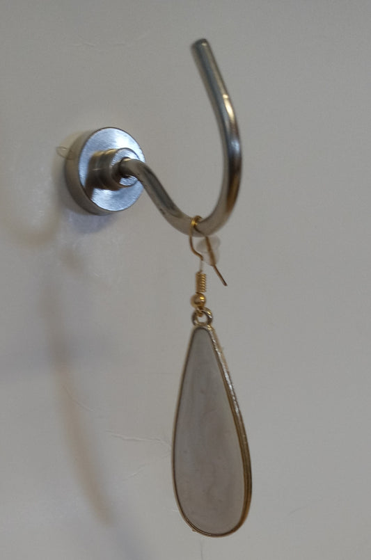 Cream And Gold Teardrop Earrings
