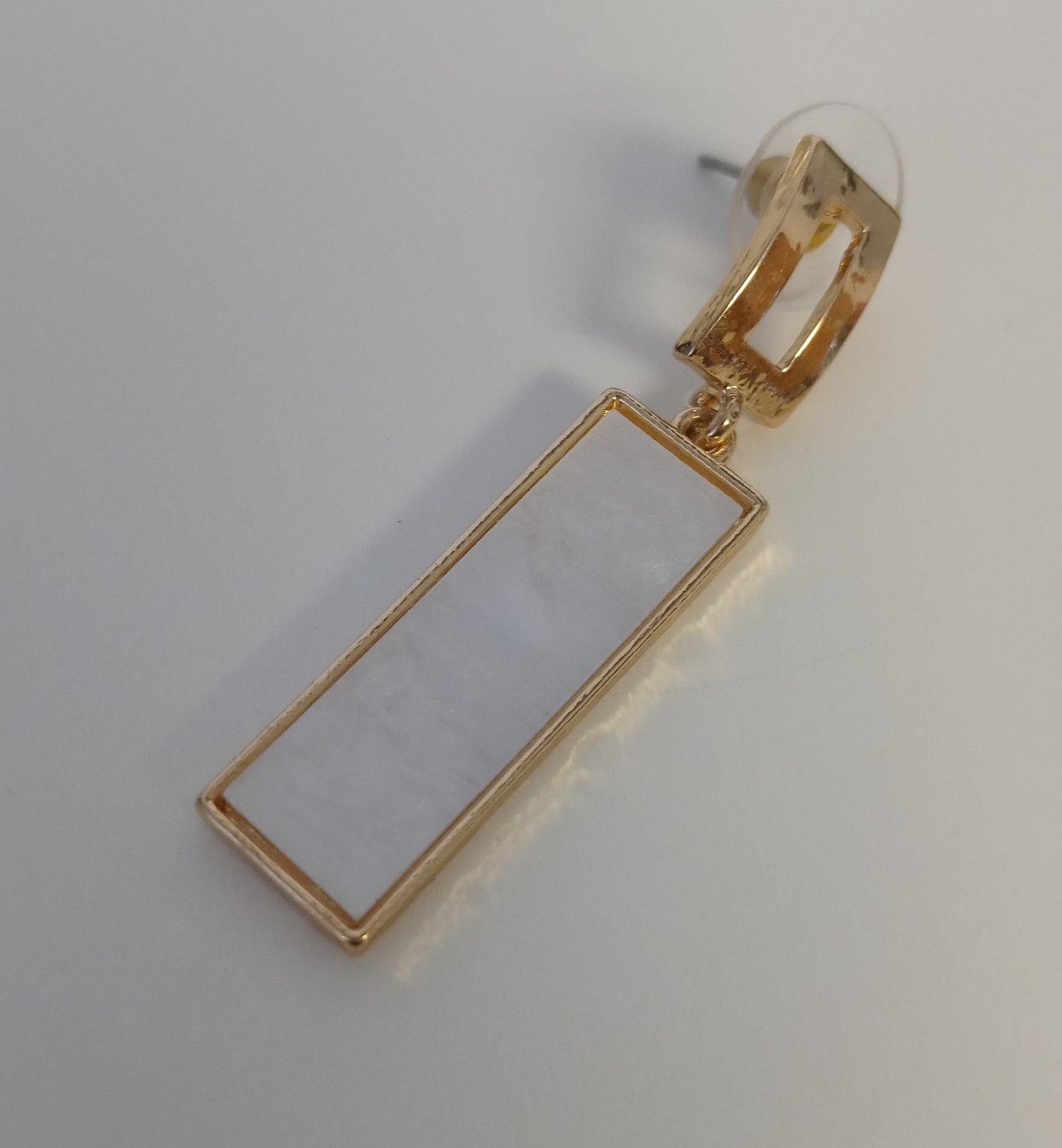 Square Cream And Gold Earrings