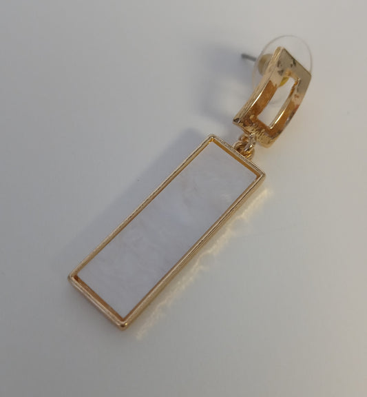 Square Cream And Gold Earrings