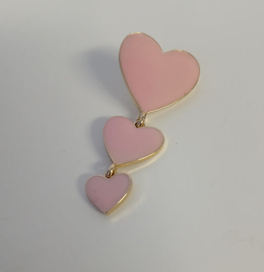 Pink Trim In Gold Heart Earrings