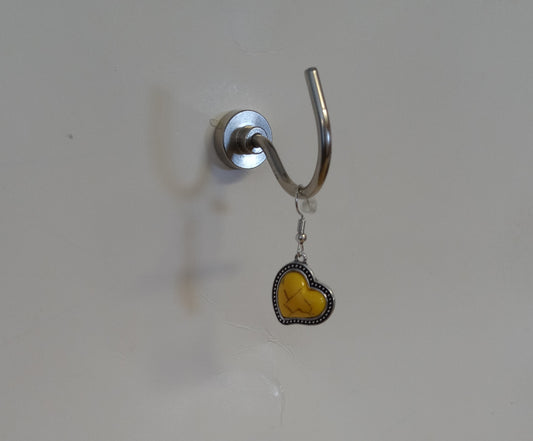 Yellow And SIlver Heart Earrings