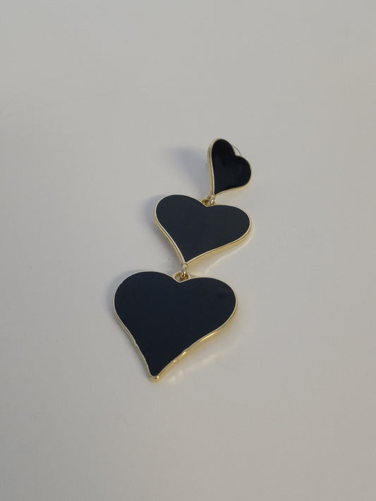 Black & Gold Heart Earrings