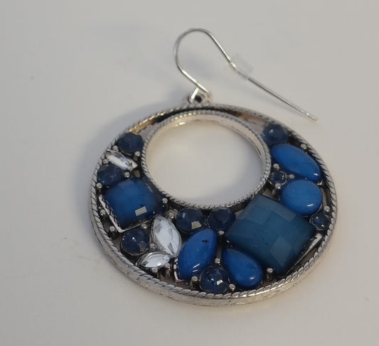 Blue & Silver Round Earrings