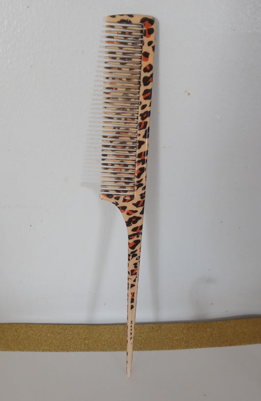 Leopard Print Rat Tail Comb