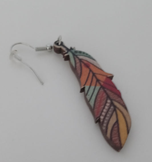Multiple Color Feather Earrings